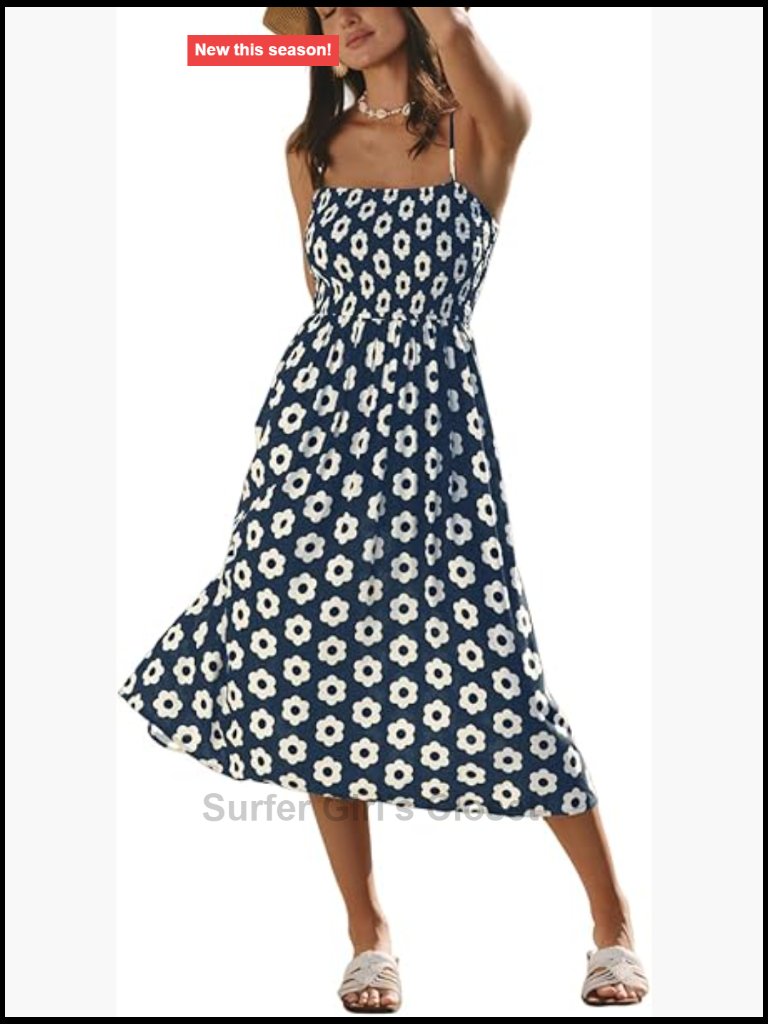 Sleeveless Square Neck Spaghetti Strap Floral Midi Dress